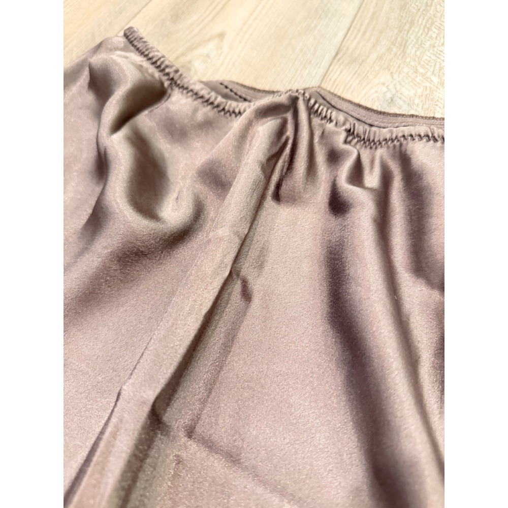 Christian Dior Vintage Taupe Satin Half Slip Lace Trim Side Slit Logo 25 Inch - Picture 7 of 14